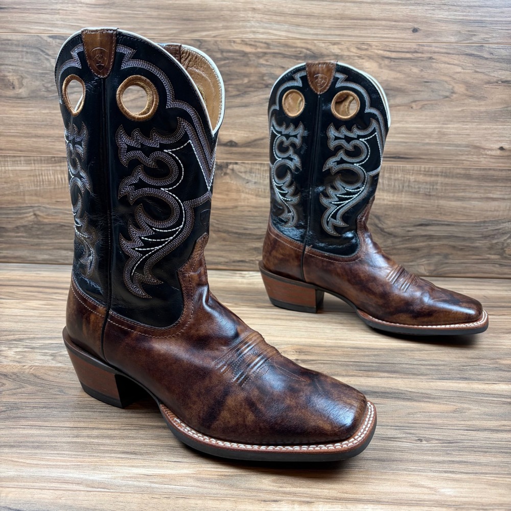 Ariat Crossfire Mens 12D Square Toe 11" Western Boots Brown Black 10006734